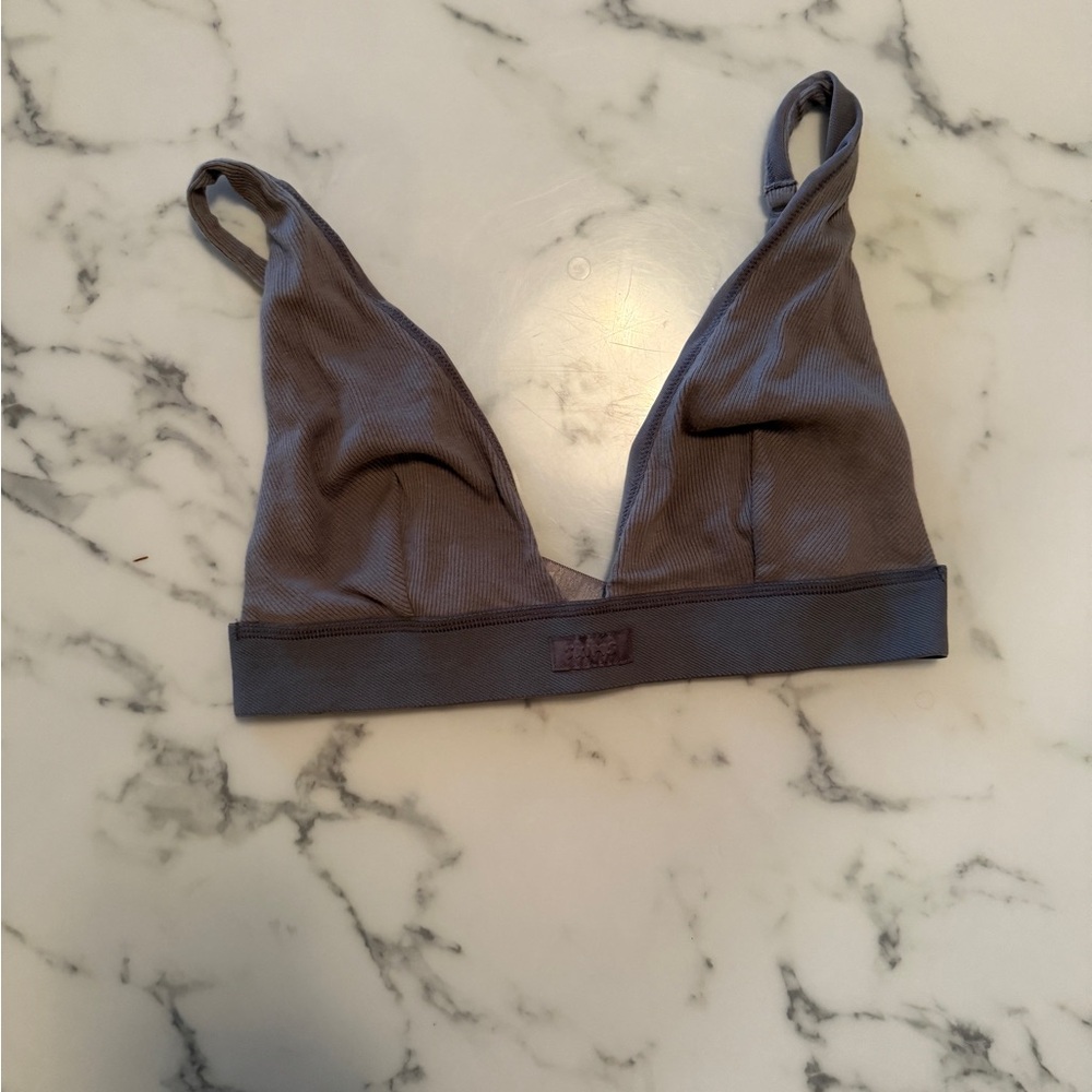 Skims Cotton Rib Plunge Bralette